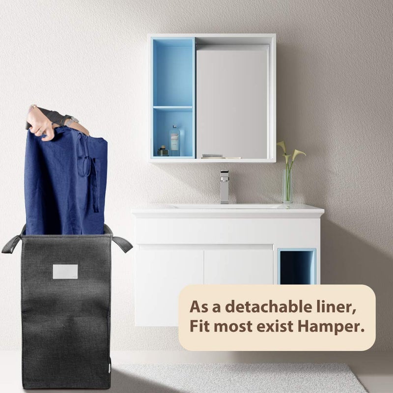 MCleanPin 140L Washable Laundry Bags with Handles,Dirty Clothes Storage for College Dorm or Travel, Laundry Liner Fit Laundry Hamper or Basket,2 Pack,Brown (Navy Blue) - Image 3